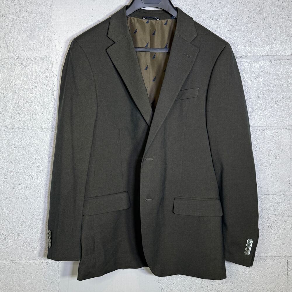 Nautica Men's Modern-Fit Stretch Fall Suit Olive Green  38R 32W $395 - Picture 3 of 16